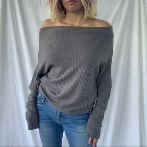 Love Riche off the shoulder waffle knit sweater